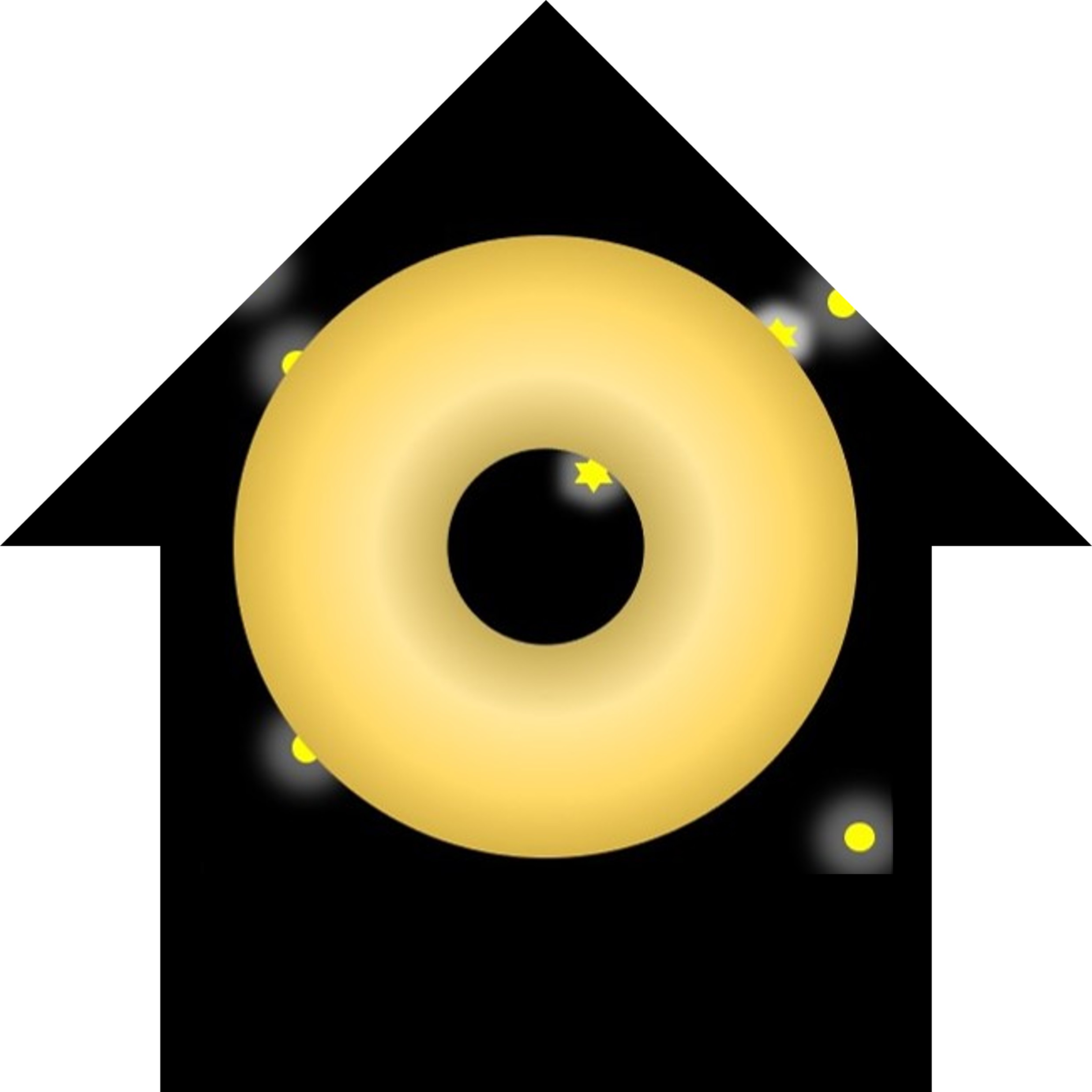 Image of large golden donut against a dark starry sky
